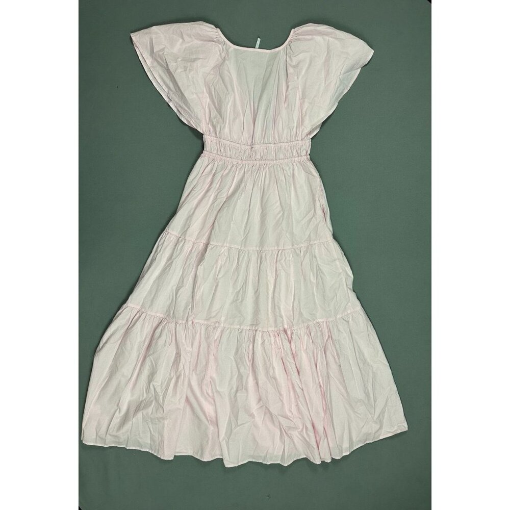 Young Fabulous and Broke Pink Flutter Sleeve V Neck Tiered Maxi Dress Size S - Picture 2 of 8